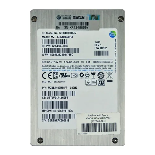 Buy HP 636458-003 | 400GB Multi-Level Cell SATA 3Gb/s Hot-Pluggable Mainstream 2.5-Inch Enterprise Solid State Drive for ProLiant Servers Refurbished - $287.78 HP 636458-003 | 400GB Multi-Level Cell SATA 3Gb/s Hot-Pluggable Mainstream 2.5-Inch Enterprise Solid State Drive for ProLiant Servers Refurbished - Hewlett-Packard (ou HP en abrégé) refurbished available on Gotodirect