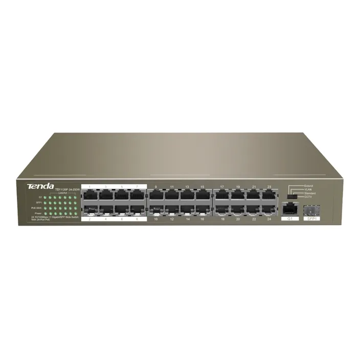 Tenda TEF1126P-24-250W | 24FE+2GE/1SFP Rackmount Switch With 24-Port PoE Refurbished - Tenda refurbished available on Gotodirect