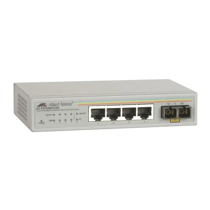 Allied Telesis AT-FS705EFC/SC-60 | 5-Port 10/100Mbps Unmanaged Switch with 1 Fiber SC UL Port External PSU Refurbished -  refurbished available on Gotodirect