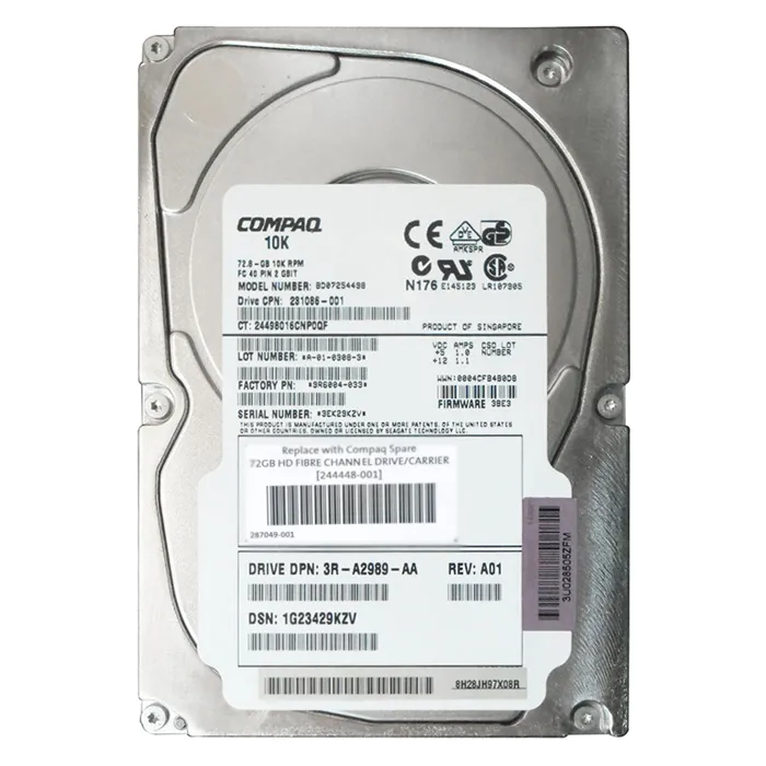 HP 287049-001 | 73GB 10000RPM Fibre Channel 2Gb/s Hot-Pluggable Dual Port 3.5-Inch Hard Drive Refurbished - Hewlett-Packard (ou HP en abrégé) refurbished available on Gotodirect