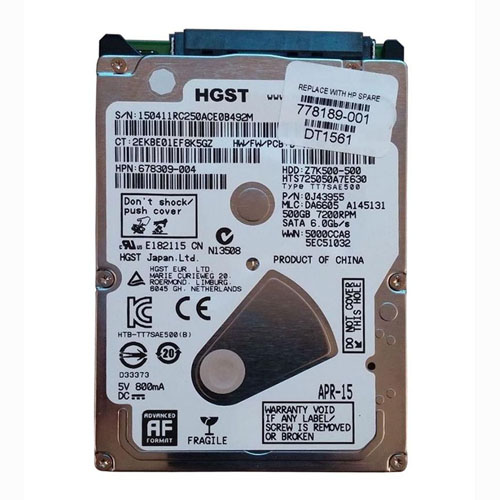 Buy HP 778189-001 | 500GB 7200RPM SATA 6Gb/s 16MB Cache 2.5-inch Hard Drive Refurbished - $221.11 HP 778189-001 | 500GB 7200RPM SATA 6Gb/s 16MB Cache 2.5-inch Hard Drive Refurbished - Hewlett-Packard (ou HP en abrégé) refurbished available on Gotodirect