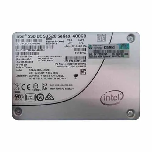 HP 867213-003 | 480GB Multi-Level Cell SATA 6Gb/s Read Intensive 3.5-Inch Hybrid Solid State Drive for ProLiant Servers Refurbished - Hewlett-Packard (ou HP en abrégé) refurbished available on Gotodirect