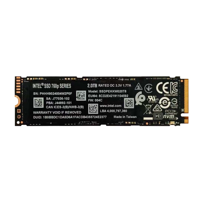 Buy Intel SSDPEKKW020T8 | 760p 2TB Triple-Level Cell PCI Express 3.1 x4 NVMe M.2 2280 Solid State Drive Refurbished - $524.71 Intel SSDPEKKW020T8 | 760p 2TB Triple-Level Cell PCI Express 3.1 x4 NVMe M.2 2280 Solid State Drive Refurbished - Intel refurbished available on Gotodirect