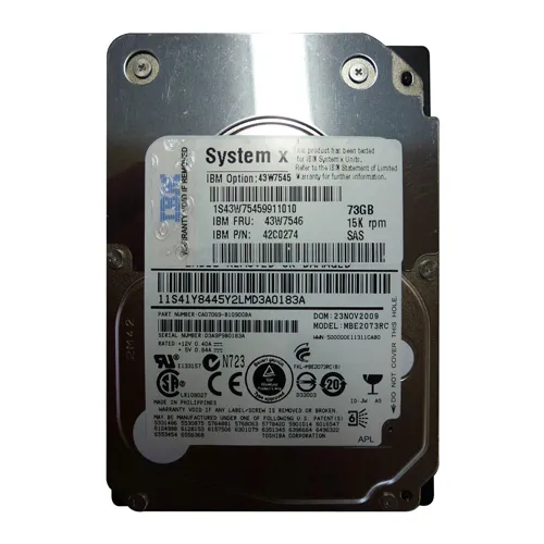 IBM 43W7545 | 73.4GB 15000RPM SAS 3Gb/s Hot Swappable 16MB Cache 2.5-Inch Hard Drive Refurbished -  refurbished available on Gotodirect