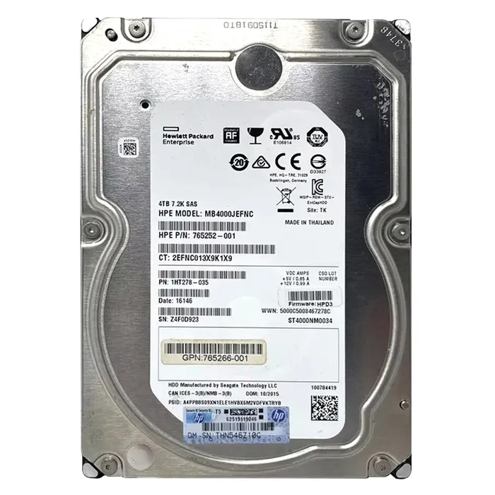 HP 765266-001 | 4TB 7200RPM SAS 12Gb/s 3.5-Inch Midline Hard Drive Refurbished - Hewlett-Packard (ou HP en abrégé) refurbished available on Gotodirect