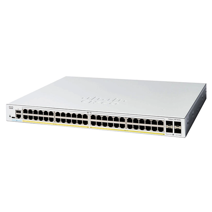 Cisco C1300-48P-4G-RF | Catalyst 1300 Series 1300-48P-4G 48 x 10/100/1000Base-T RJ-45 PoE+ and 4 x 1GbE SFP Uplink Ports Layer 3 Managed Gigabit Ethernet Switch Refurbished - Cisco Systems Inc. refurbished available on Gotodirect