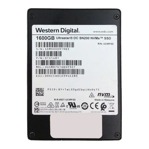 HGST HUSMR7616BDP301 | Ultrastar DC SN200 Series 1.6TB Multi-Level Cell PCI Express 3.0 x4 NVMe Mixed Use U.2 2.5-Inch Solid State Drive Refurbished - HGST (a subsidiary of Western Digital) refurbished available on Gotodirect