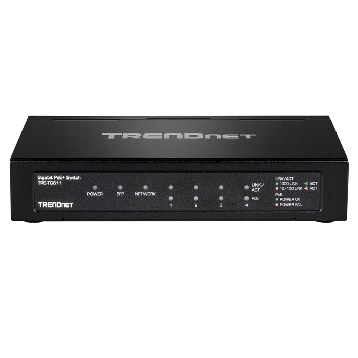 TRENDnet TPE-TG611 | 5-Ports 10/100/1000Base-T RJ-45 GbE (4xPoE+) 2-Ports 1000Base-x SFP Wall-mountable Gigabit Ethernet Network Switch Refurbished -  refurbished available on Gotodirect