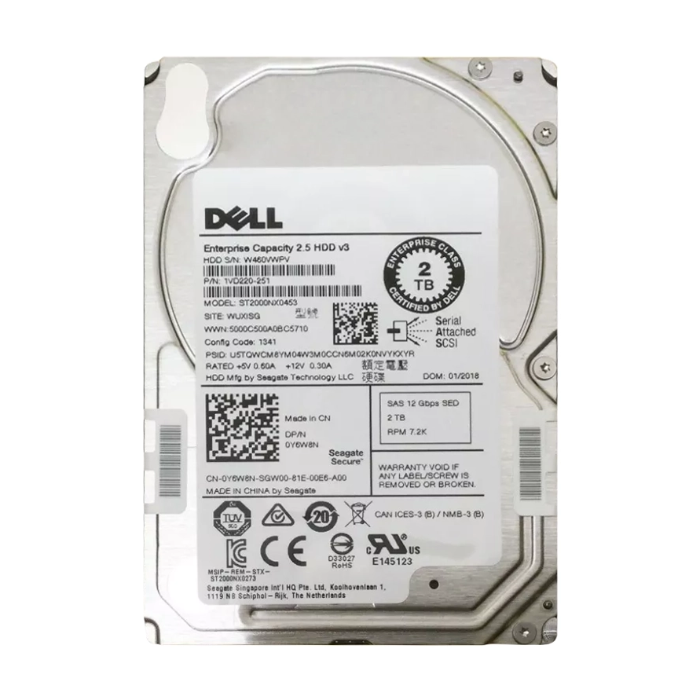 Dell 0Y6W8N | 2TB 2.5-inch 12GB/s SAS 7200RPM 128MB Cache (512n) SED Hot-Pluggable Server Hard Drive for PowerEdge G14 - G16 Servers and Storage Arrays Refurbished - Dell refurbished available on Gotodirect