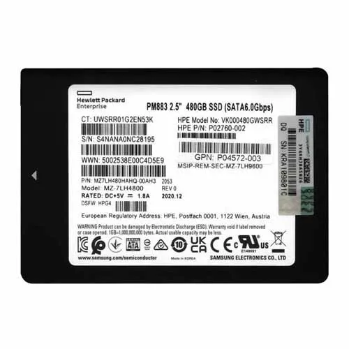 HP P02760-002 | 480GB SATA 6Gb/s Read Intensive 2.5-inch Solid State Drive Refurbished - Hewlett-Packard (ou HP en abrégé) refurbished available on Gotodirect