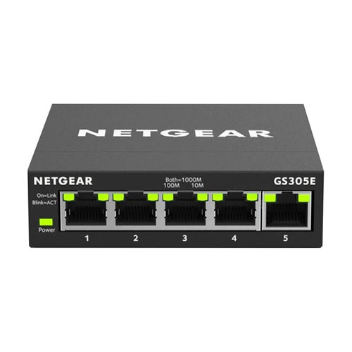 Netgear GS305E-100NAS | 300 Series GS305E 5 x Ports 10/100/1000Base-T Unmanaged Gigabit Ethernet Network Switch Refurbished - Netgear refurbished available on Gotodirect