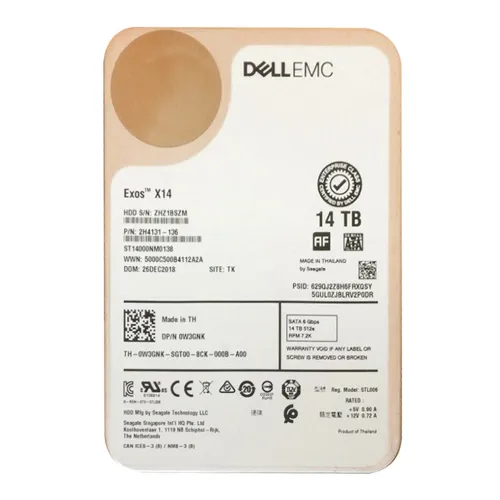 Dell 0W3GNK | 14TB 7200RPM SATA 6Gb/s Hot-Pluggable (512e) 3.5-Inch Hard Drive for PowerEdge Server & PowerVault Server Refurbished - Dell refurbished available on Gotodirect