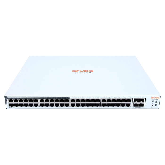 HP JL815-61101 | Aruba Instant On 1830 Series 48-Ports 10/100/1000Base-T RJ-45 PoE Class 4 4-Ports 1000Base-X SFP Rack-mountable 1U Gigabit Ethernet Switch Refurbished - Hewlett-Packard (ou HP en abrégé) refurbished available on Gotodirect