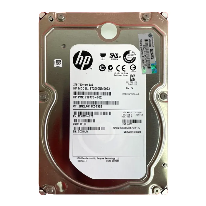 HP 719770-002 | 2TB 7200RPM SAS 6Gb/s Dual Port Hot Swappable 3.5-Inch Midline Hard Drive Refurbished - Hewlett-Packard (ou HP en abrégé) refurbished available on Gotodirect