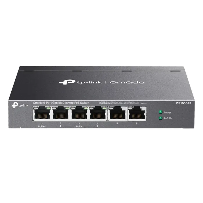 TP-LINK DS106GPP | Omada 6-Port Gigabit Unmanaged Desktop Switch with 3-Port PoE+ and 1-Port PoE++ Refurbished - TP-Link refurbished available on Gotodirect