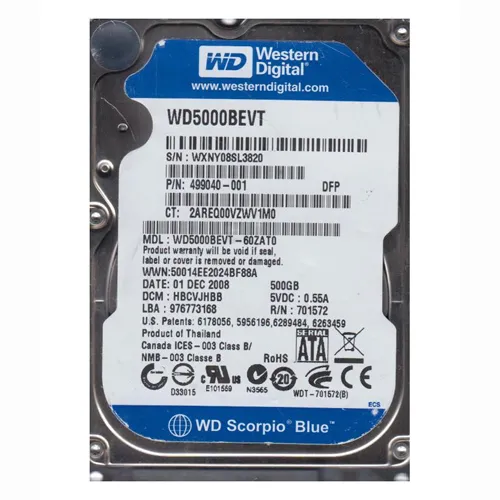 HP 499040-001 | 500GB 5400RPM SATA 3Gb/s 16MB Cache 2.5-inch Hard Drive Refurbished - Hewlett-Packard (ou HP en abrégé) refurbished available on Gotodirect