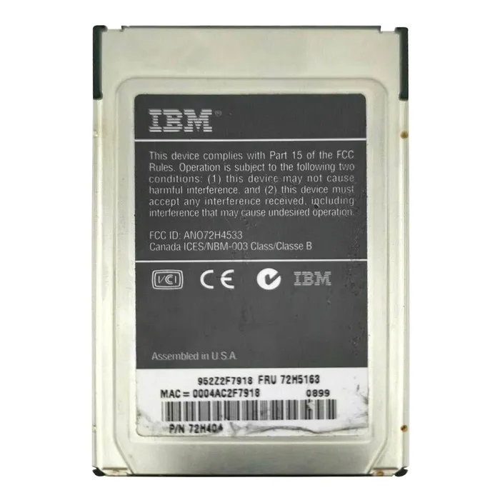 IBM 72H5163NODGL | Lenovo 10Base-T PCMCIA EtherJet PC Card Refurbished -  refurbished available on Gotodirect