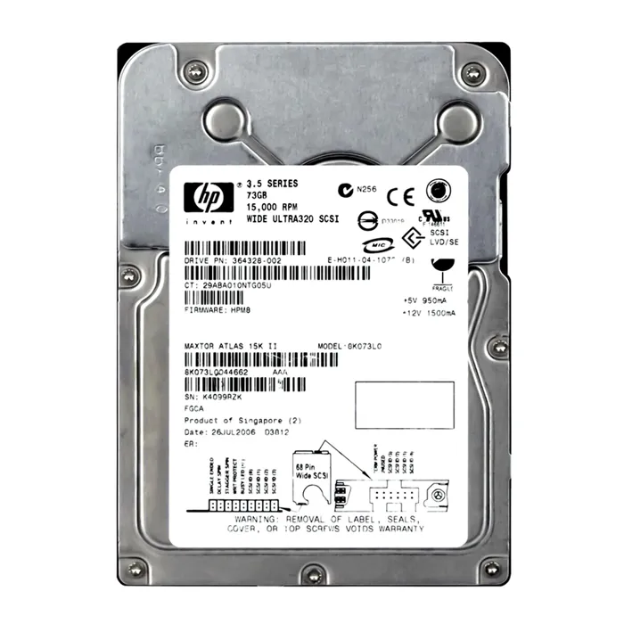 HP 364328-002 | 72.8GB 15000RPM Ultra320 SCSI LVD 68-Pin 3.5-Inch Hard Drive Refurbished - Hewlett-Packard (ou HP en abrégé) refurbished available on Gotodirect