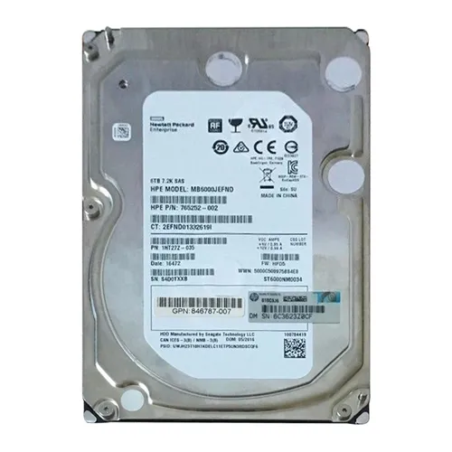HP 846787-007 | 6TB 7200RPM SAS 12Gb/s 128MB Cache 512e 3.5-Inch Midline Hard Drive Refurbished - Hewlett-Packard (ou HP en abrégé) refurbished available on Gotodirect