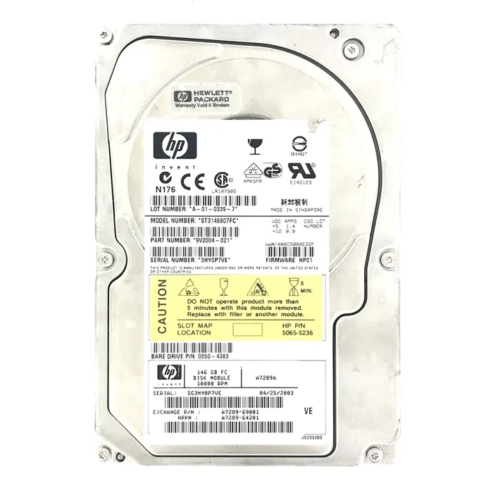 HP 0950-4383 | 146GB 10000RPM Fibre Channel 2Gb/s Hot-Pluggable Dual Port 3.5-Inch Hard Drive Refurbished - Hewlett-Packard (ou HP en abrégé) refurbished available on Gotodirect