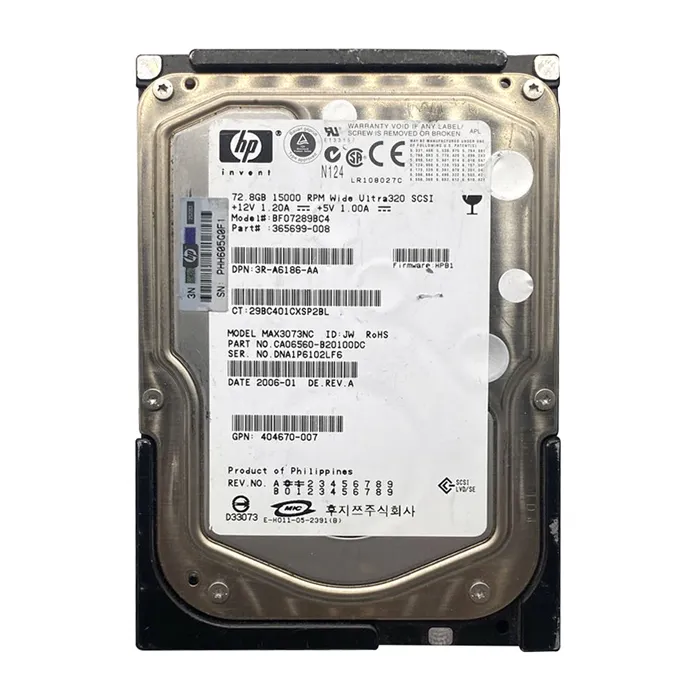 Buy HP 3R-A6186-AA | 72.8GB 15000RPM Ultra320 SCSI Hot Swappable LVD 80-Pin 3.5-Inch Hard Drive Refurbished - $291.48 HP 3R-A6186-AA | 72.8GB 15000RPM Ultra320 SCSI Hot Swappable LVD 80-Pin 3.5-Inch Hard Drive Refurbished - Hewlett-Packard (ou HP en abrégé) refurbished available on Gotodirect