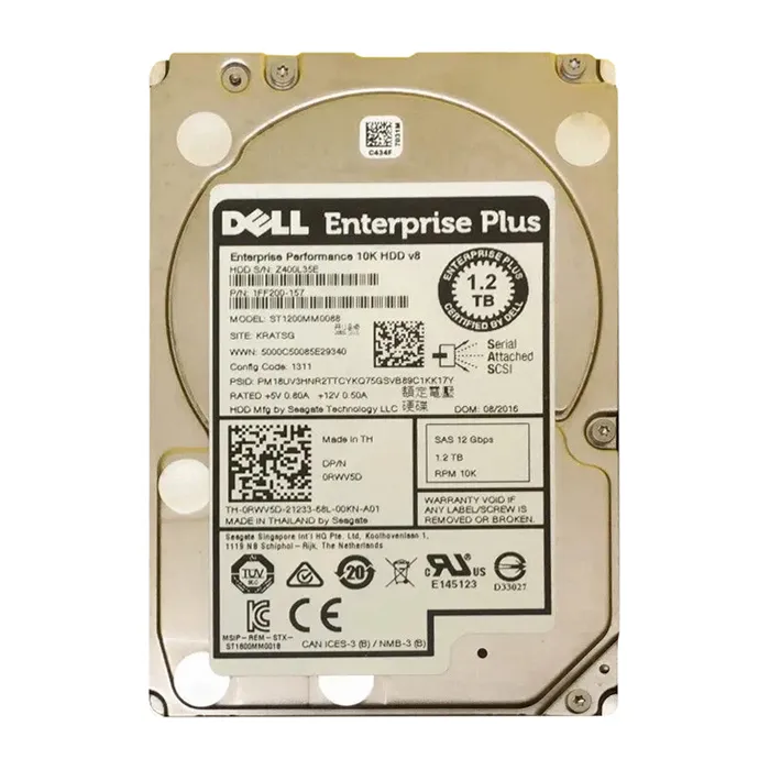 Dell 0RWV5D | 1.2TB 10000RPM SAS 12Gb/s Hot-Pluggable (512n) 2.5-Inch Hard Drive for PowerEdge Server & PowerVault Storage Array Refurbished - Dell refurbished available on Gotodirect