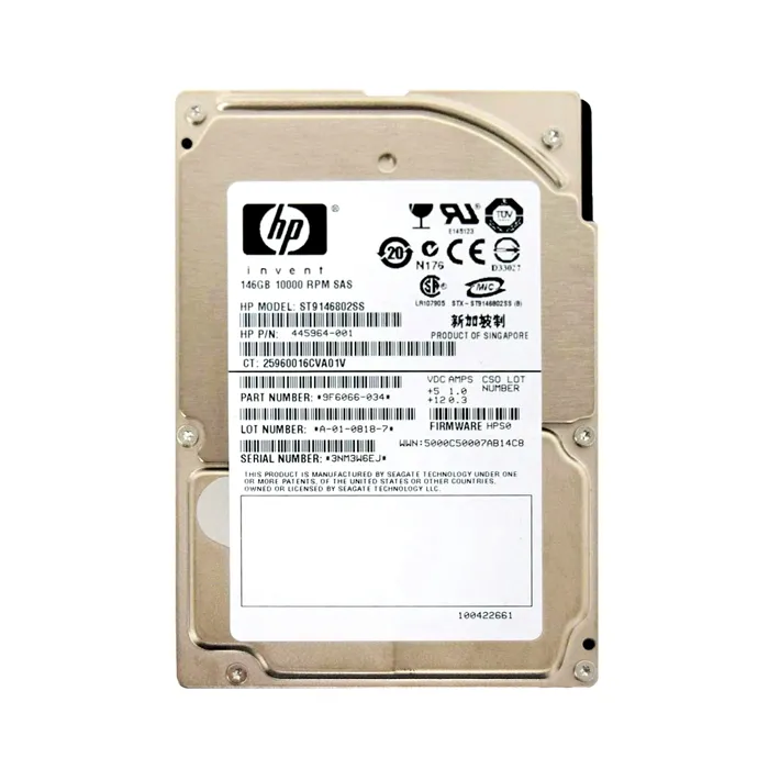 HP 445964-001 | 146GB 10000RPM SAS 3Gb/s 16MB Cache SFF Hot-Pluggable Dual Port 2.5-inch Hard Drive Refurbished - Hewlett-Packard (ou HP en abrégé) refurbished available on Gotodirect