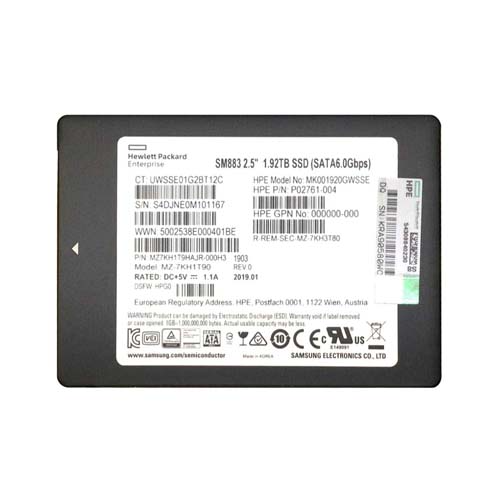 HP P02761-004 | 1.92TB SATA 6Gb/s Hot-Pluggable Mixed Use 2.5-Inch Enterprise Solid State Drive for ProLiant Server and Storage Array Refurbished - Hewlett-Packard (ou HP en abrégé) refurbished available on Gotodirect