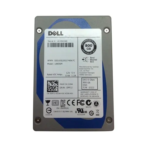 Dell DPF1J | 800GB Single-Level Cell SAS 6Gb/s Hot-Pluggable 2.5-Inch Solid State Drive for PowerEdge Servers Refurbished - Dell refurbished available on Gotodirect
