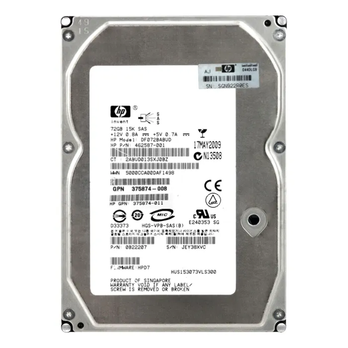 HP 462587-001 | 72GB 15000RPM SAS 3Gb/s Dual Port Hot Swappable 3.5-Inch Hard Drive Refurbished - Hewlett-Packard (ou HP en abrégé) refurbished available on Gotodirect