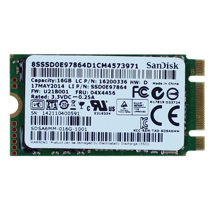 Lenovo 04X4456 | 16GB Multi-Level Cell SATA 6Gb/s M.2 2242 Solid State Drive for ThinkPad Yoga 14 Refurbished - Lenovo refurbished available on Gotodirect