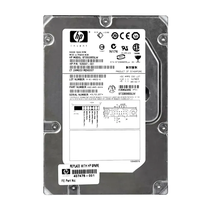 HP 407475-001 | 300GB 10000RPM Ultra320 SCSI 8MB Cache LVD 68-Pin 3.5-inch Hard Drive Refurbished - Hewlett-Packard (ou HP en abrégé) refurbished available on Gotodirect
