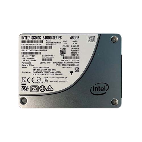 HP 877014-001 | 480GB SATA 6Gb/s Hot-Pluggable Mixed Use 2.5-Inch Enterprise Solid State Drive for ProLiant Server and Storage Array Refurbished - Hewlett-Packard (ou HP en abrégé) refurbished available on Gotodirect
