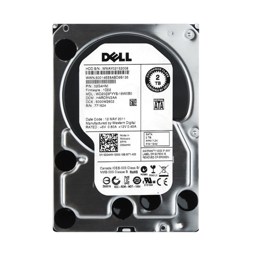 Dell 2G4HM | 2TB 7200RPM SATA 3Gb/s Hot-Pluggable (512n) 3.5-Inch Hard Drive for PowerEdge Server & PowerVault Storage Array Refurbished - Dell refurbished available on Gotodirect