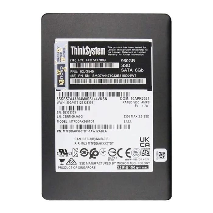 Lenovo 4XB7A17089 | 960GB SATA 6Gb/s 2.5-Inch Solid State Drive for ThinkAgile VX Refurbished - Lenovo refurbished available on Gotodirect