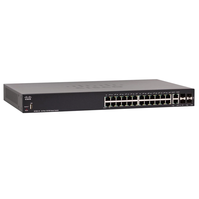 Cisco SF250-24-K9 | Small Business 250 Series SF250-24 24 x RJ-45 Ports 10/100Base-TX + 2 x Combo RJ-45/SFP Ports + 2 x SFP Ports Layer 2 Managed Rack-Mountable Fast Ethernet Network Switch Refurbished - Cisco Systems Inc. refurbished available on Gotodirect