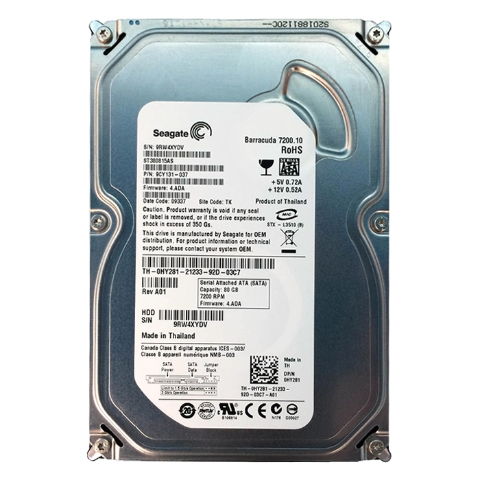 Dell 0HY28106 | 80GB 7200RPM SATA 3Gb/s 3.5-Inch 8MB Cache Hard Drive Refurbished - Dell refurbished available on Gotodirect