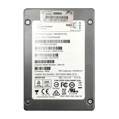 HP 844023-001 | 800GB Multi-Level Cell SAS 12Gb/s Hot Swappable Mixed Use SFF 2.5-Inch Enterprise Solid State Drive for ProLiant DL560 Gen10 Refurbished - Hewlett-Packard (ou HP en abrégé) refurbished available on Gotodirect