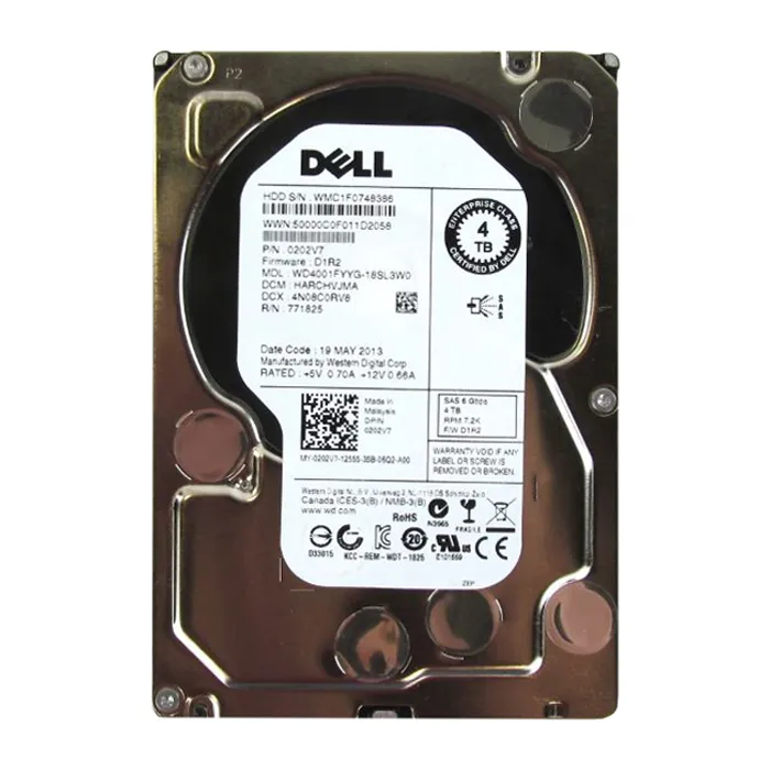 Dell 202V7 | 4TB 7200RPM SAS 6Gb/s Hot-Pluggable 3.5-Inch Nearline Hard Drive for PowerEdge Server & PowerVault Storage Array Refurbished - Dell refurbished available on Gotodirect