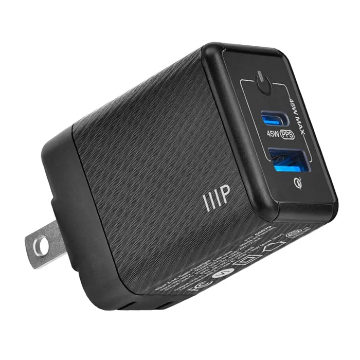 Monoprice 44679 | Compact 2‑Port 45W GaN Charger with USB‑C & USB‑A Ports: For Laptops Tablets and Phones Refurbished -  refurbished available on Gotodirect