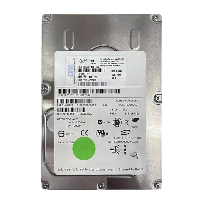 IBM 40K1127 | 300GB 10000RPM SAS 3Gb/s Hot-Swappable 16MB Cache 3.5-Inch Hard Drive Refurbished -  refurbished available on Gotodirect