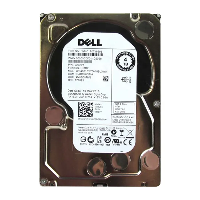 Dell 0202V7 | 4TB 7200RPM SAS 6Gb/s Hot-Pluggable 3.5-Inch Nearline Hard Drive for PowerEdge Server & PowerVault Storage Array Refurbished - Dell refurbished available on Gotodirect