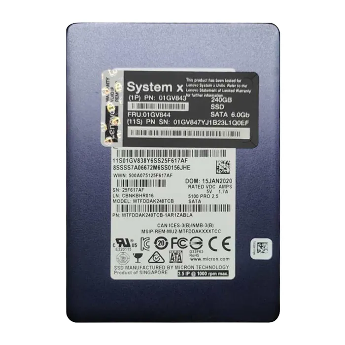 Lenovo 01GV843 | 240GB Triple-Level Cell SATA 6Gb/s Hot Swappable 2.5-Inch Solid State Drive for System x Refurbished - Lenovo refurbished available on Gotodirect