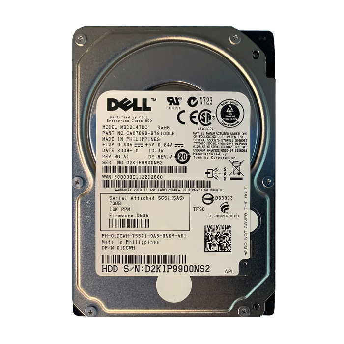 Dell 01DCWH | 73GB 10000RPM SAS 3Gb/s Hot-Pluggable 16MB Cache 2.5-Inch Hard Drive for PowerEdge Server Refurbished - Dell refurbished available on Gotodirect