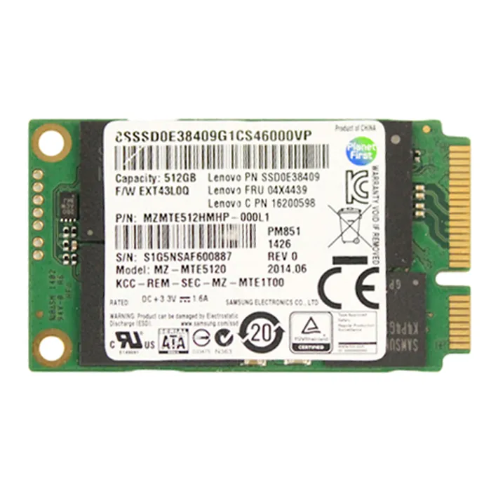 Samsung MZMTE512HMHP-000L1 | PM851 Series 512GB Triple-Level-Cell SATA 6Gb/s mSATA 1.8-Inch Solid State Drive Refurbished - Samsung refurbished available on Gotodirect