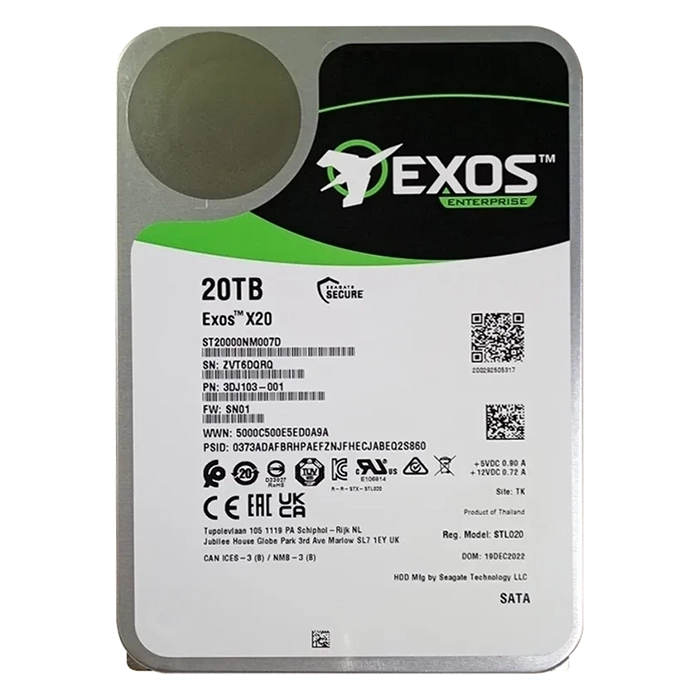 Seagate ST20000NM007D | Exos X20 Series 20TB 7200RPM 6Gb/s SATA 512e/4Kn 256MB Cache 3.5-inch Hard Drive Refurbished - Seagate refurbished available on Gotodirect