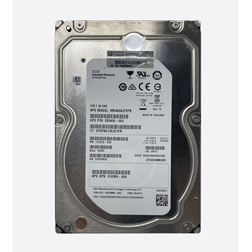 HP 820409-002 | 4TB 7200RPM SAS 12GB/s Hot-Pluggable 3.5-Inch LPc Hard Drive for ProLiant Gen10/Gen10+/Gen11 Servers Refurbished - Hewlett-Packard (ou HP en abrégé) refurbished available on Gotodirect
