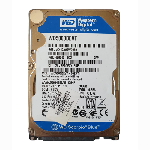 HP 511879-001 | 500GB 5400RPM SATA 3Gb/s 2.5-inch Hard Drive Refurbished - Hewlett-Packard (ou HP en abrégé) refurbished available on Gotodirect