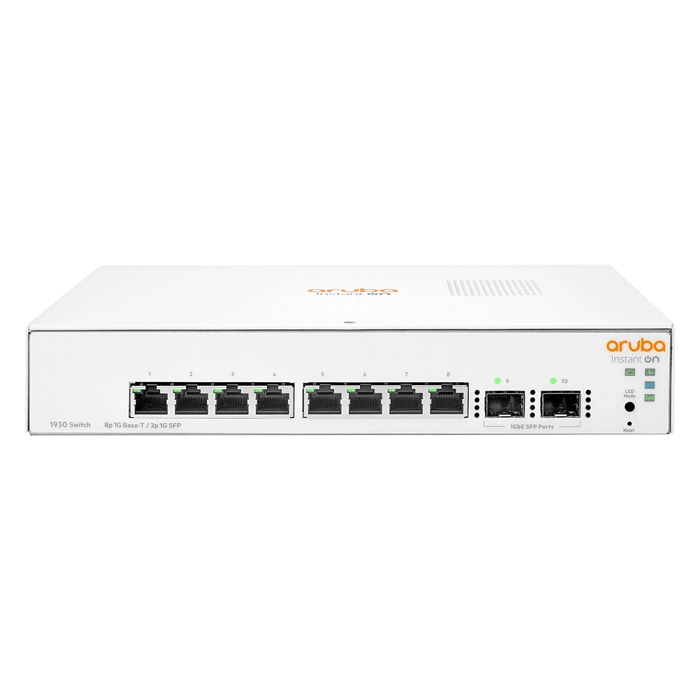 HP JL680A | Aruba Instant On 1930 Series 1930-8G-2SFP 8 x 10/100/1000Base-T RJ-45 and 2 x 1GbE SFP Ports Layer 3 Managed Gigabit Ethernet Network Switch Refurbished - Hewlett-Packard (ou HP en abrégé) refurbished available on Gotodirect