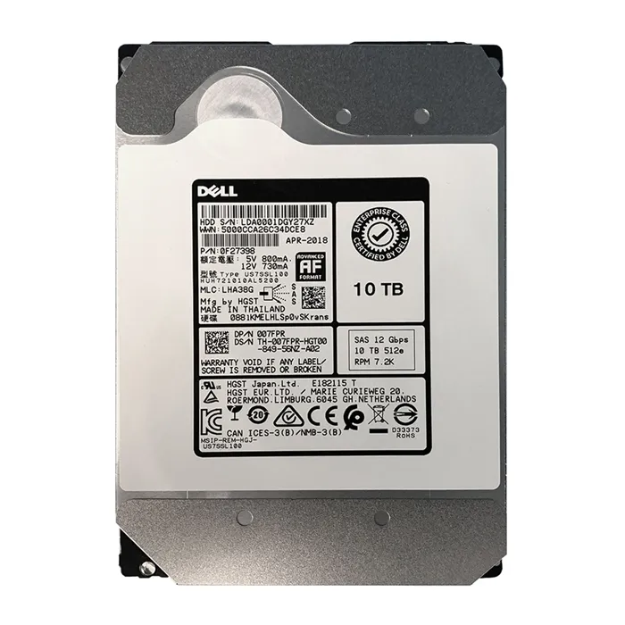 Dell 007FPR | 10TB 7200RPM SAS 12Gb/s Hot-Pluggable (512e) 3.5-Inch Nearline Hard Drive for PowerEdge Server & PowerVault Server Refurbished - Dell refurbished available on Gotodirect